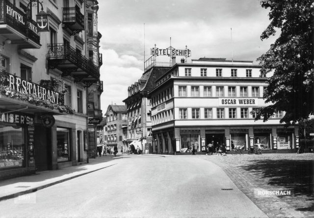 Stadtzentrum mit Hotel Schiff und Oscar Weber