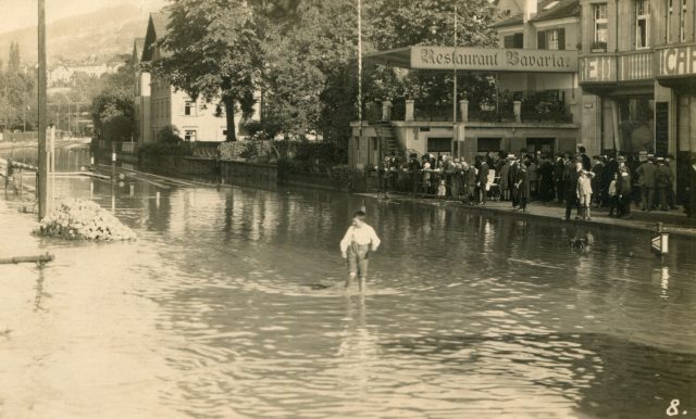 Bodensee-Hochwasser beim Restaurant Bavaria