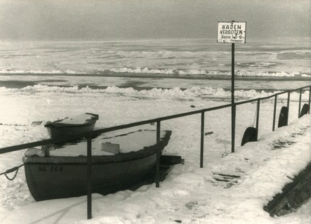 Winterliche Uferansicht während der Bodensee-Gfrörni 1963