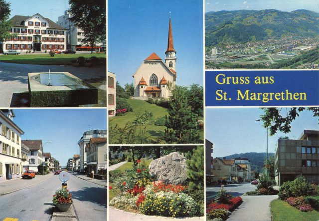 Mehrbild-Postkarte „Gruss aus St. Margrethen“ mit Ortsansichten