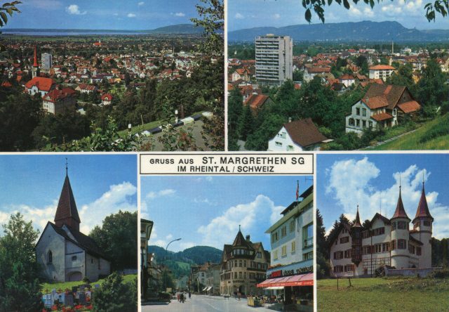 Fünfteilige Mehrbildkarte „Gruss aus St. Margrethen SG im Rheintal“
