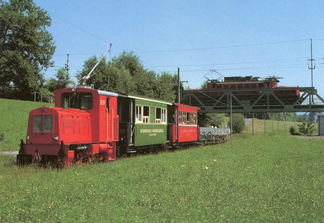 Exkursionszug der Internationalen Rheinregulierung (IRR) mit Lok „Elfi“ im Rheinvorland