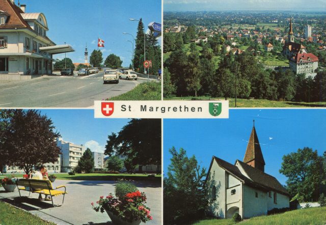 4-Bild-Mehrfachkarte mit Zoll, Kirchen und Ortspanorama