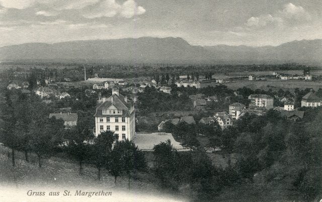 St. Margrethen mit dem neu erbauten Schulhaus Rosenberg