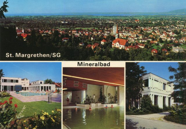 Mehrbildpostkarte St. Margrethen mit Mineralheilbad