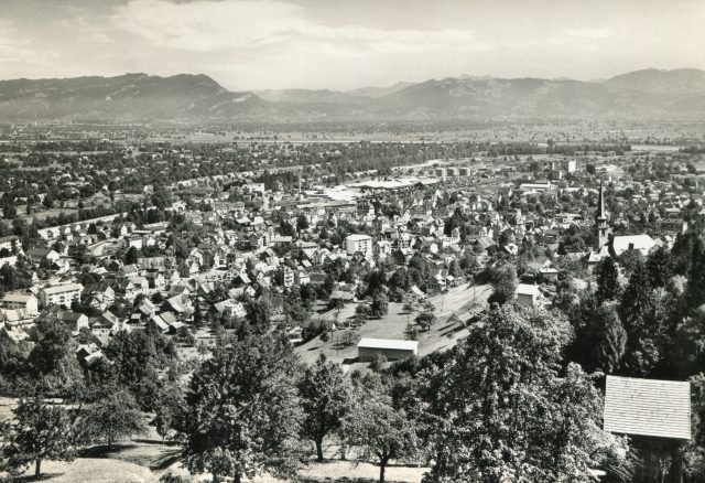 Panorama-Ansicht von St. Margrethen vom Apfelberg (Öpfelberg) aus gesehen