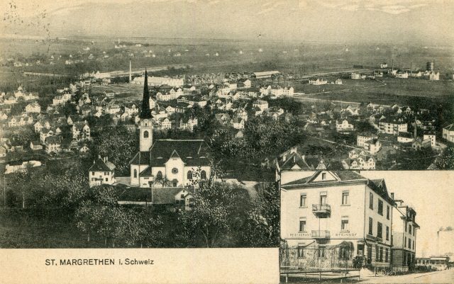 St. Margrethen mit katholischer Kirche und Restaurant Steinhof