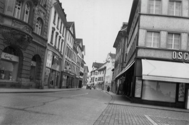 Historische Strassenansicht mit Schweizerischer Bankgesellschaft